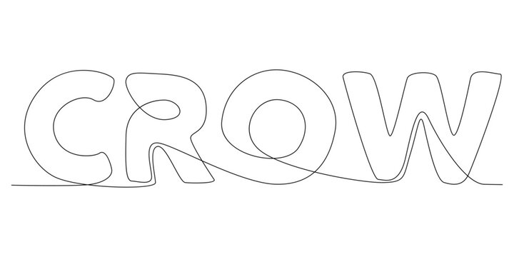 One continuous line of Crow word. Thin Line Illustration vector concept. Contour Drawing Creative ideas.