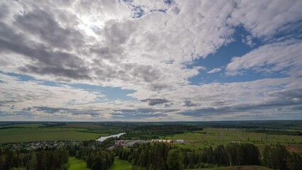 Wall Mural - white clouds floating in the sky and beautiful landscape. blue sky white clouds. puffy fluffy white 