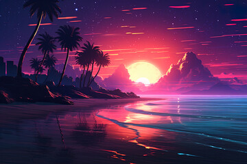 Sticker - Retrowave Beach