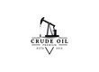 Vintage Retro Crude Oil Mining Pump Machine Silhouette Logo design