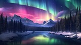 Fototapeta Do pokoju - Colorful Aurora Borealis Northern Lights 