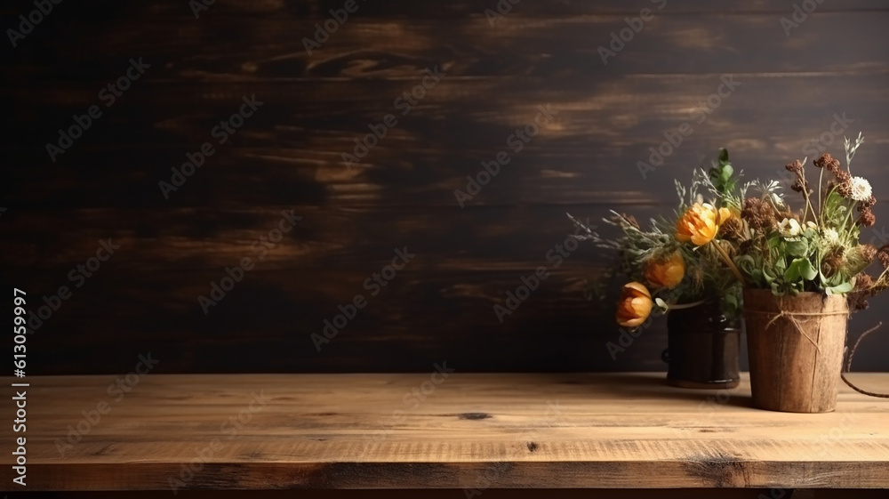 Wooden Table Background Free Space Your Decoration, Generative AI Stock ...