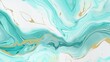 Background of pastel cyan mint liquid marble watercolor with gold brush streaks and lines. Marbling alcohol ink sketch in teal and turquoise. Backdrop for a vector artwork. GENERATE AI
