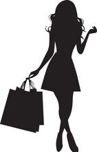 A Shopping Girl Vector Silhouette Illustration