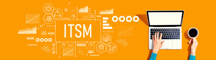 ITSM - Information Technology Service Management theme with person using a laptop computer