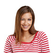 Happy, wink and portrait of a young woman with a flirting face expression with confidence. Happiness, smile and headshot of a beautiful flirty female model isolated by a transparent png background.