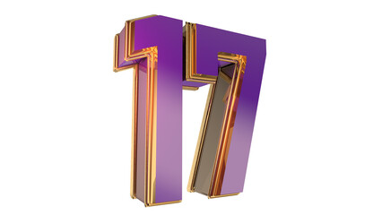 Poster - Bold gold purple 3d number design