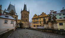 The Karl's Bridge In Prague On A Cloudy Fall Day