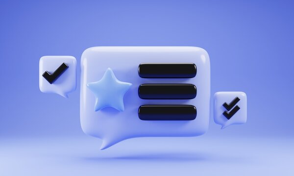 Bubble speech icon isolated on blue background. 3d rendering illustration