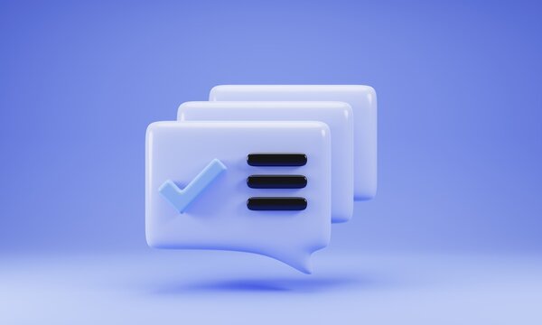 3d bubble chat icon with checklist symbol. 3d rendering illustration