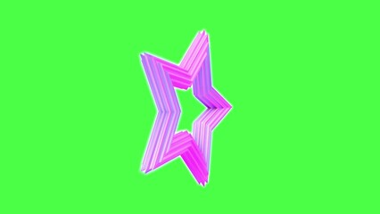 A glowing neon pink star is spinning on a green background. 3D loop animation.