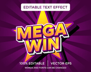 mega win 3d text effect template