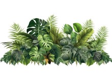 Summer Tropical Composition With Green Palm Leaves On White Background. Generative AI
