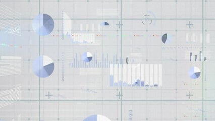 Poster - Animation of grid pattern over multiple graphs and changing numbers in loading circle