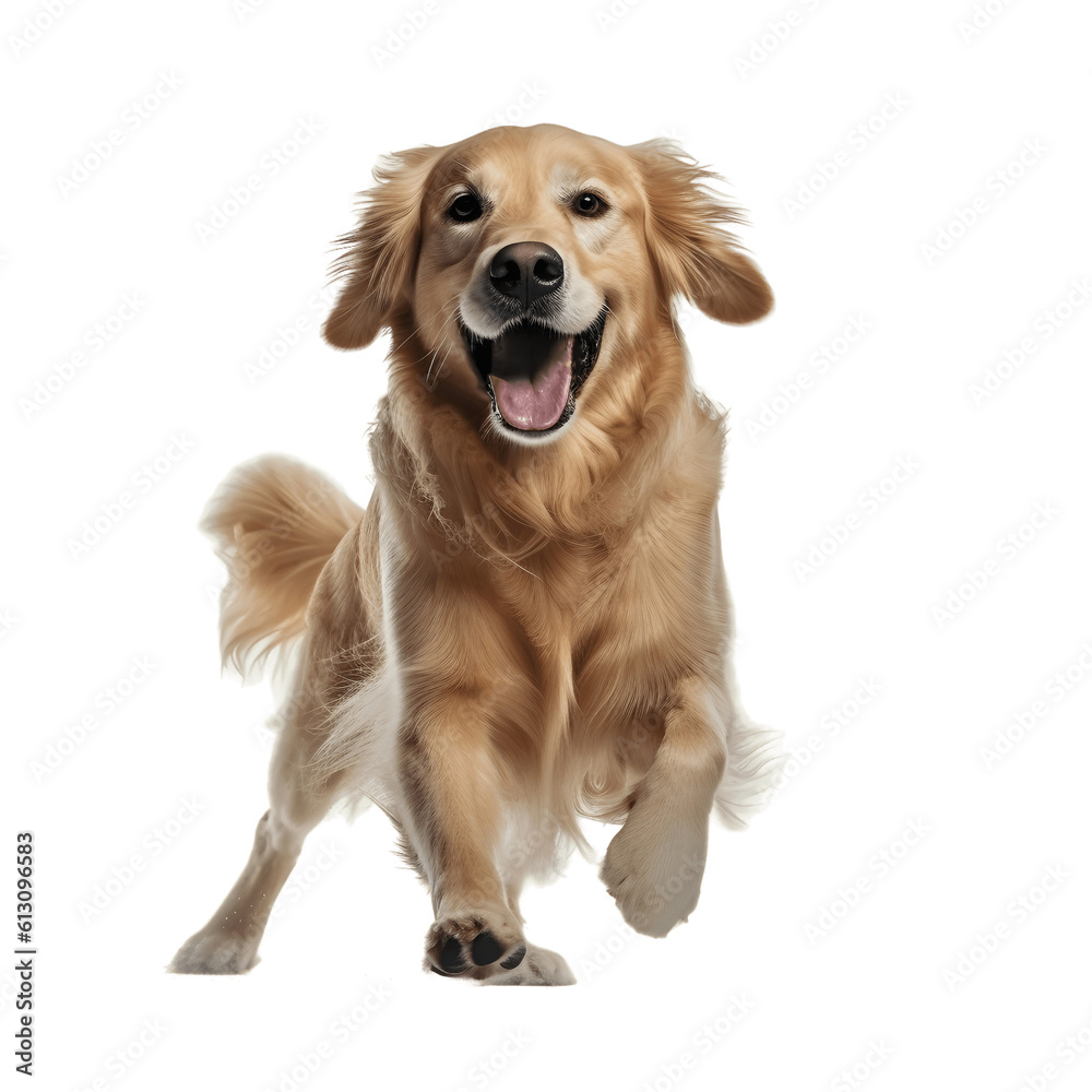 Golden retriever dog smiling isolated on transparent background Stock ...
