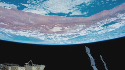 Wall Mural - Earth from space. Flight over the Earth time lapse. Planet Earth seen from the ISS. Elements of this image furnished by NASA.