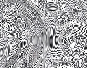 Scribble art random concentric hand drawn circles and ring shapes pattern in black lines on a white background. Generative AI illustration.