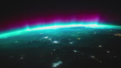 Wall Mural - Earth from space. Flight over the Earth time lapse. Planet Earth seen from the ISS. Elements of this image furnished by NASA.