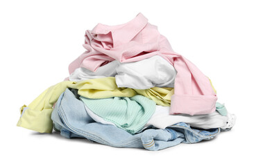 Sticker - Pile of colorful clothes isolated on white