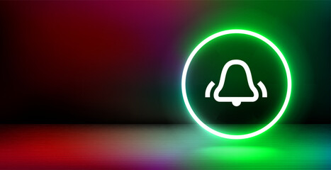Aufkleber - Banner with shining neon frame and alert icon. 3d vector illustration with copy space