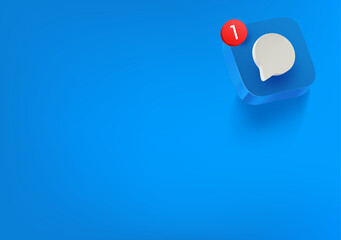 Aufkleber - Vector wallpaper with blue icon with chat pictogram. 3d vector background with copy space