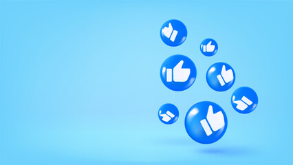 Fototapete - Social media icons on blue background. 3d vector illustration