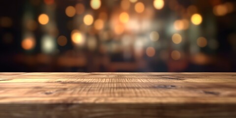 Wall Mural - Empty wooden table top with blurred background