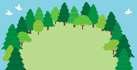 Wall Mural - illustration of a forest square