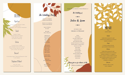 Wall Mural - universal vertical templates. wedding, restaurant and party menu in bold autumn colors. can be used 