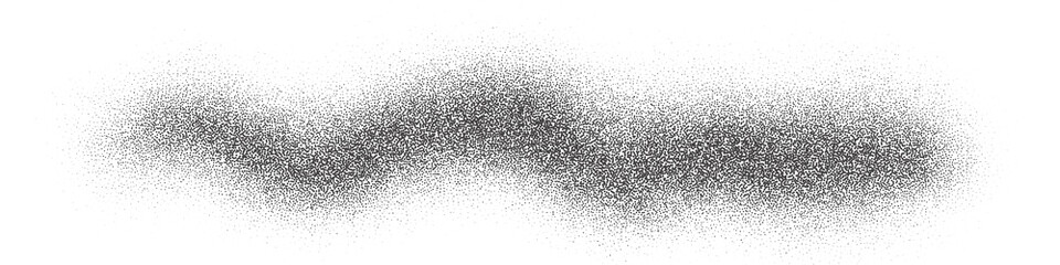 Poster - Noise effect with grain texture. Shape with grain gradient and stipple shadow. Dotted wave of paint. Grunge line.