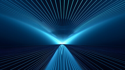 Wall Mural - Digital blue perspective light geometric abstract graphics poster web page PPT background