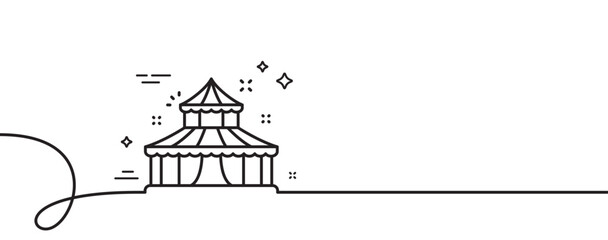 Poster - Circus line icon. Continuous one line with curl. Amusement park sign. Circus single outline ribbon. Loop curve pattern. Vector