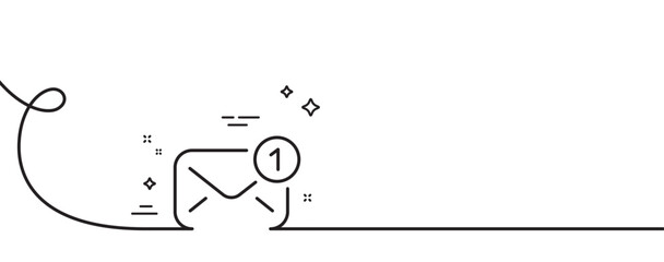 Poster - new message line icon. continuous one line with curl. mail envelope sign. email letter symbol. new m