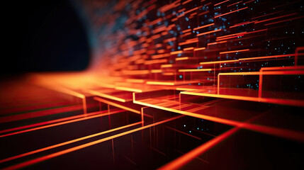 Poster - Modern digital abstract 3D background. Can be used in the description of network abilities, technological processes, digital storages, science, education, etc. Copy space. Based on Generative AI