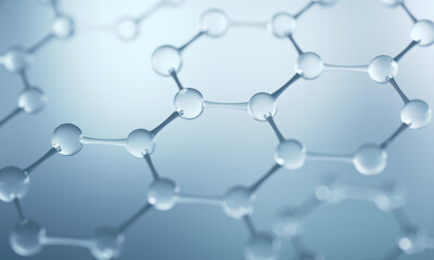Wall Mural - molecule or atom, abstract molecular, structure for science or medical background, 3d illustration.