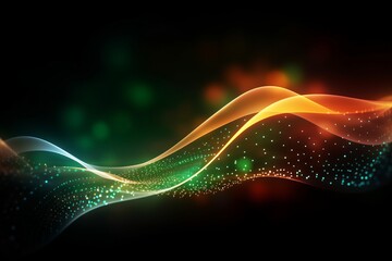 Aufkleber - abstract futuristic background with glowing neon moving high speed wave lines and bokeh lights. Data transfer concept Fantastic wallpaper. Generative AI