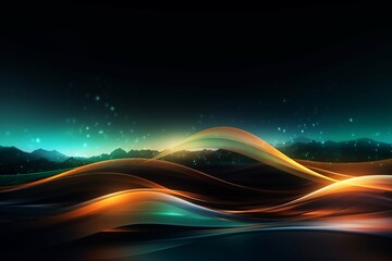 Aufkleber - abstract futuristic background with glowing neon moving high speed wave lines and bokeh lights. Data transfer concept Fantastic wallpaper. Generative AI