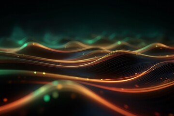 Aufkleber - abstract futuristic background with glowing neon moving high speed wave lines and bokeh lights. Data transfer concept Fantastic wallpaper. Generative AI
