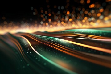 Aufkleber - abstract futuristic background with glowing neon moving high speed wave lines and bokeh lights. Data transfer concept Fantastic wallpaper. Generative AI