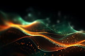 Aufkleber - abstract futuristic background with glowing neon moving high speed wave lines and bokeh lights. Data transfer concept Fantastic wallpaper. Generative AI
