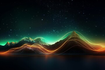 Aufkleber - abstract futuristic background with glowing neon moving high speed wave lines and bokeh lights. Data transfer concept Fantastic wallpaper. Generative AI