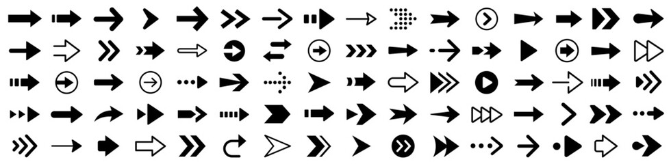 Poster - Arrow icon set. Arrow. Cursor. Collection different arrows sign. Black vector arrows icons. Modern simple arrows. Vector illustration.