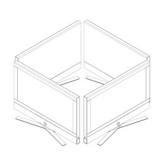 Poster - Vector laptop outline. Personal computer in flat style. Desktop computer contour. Computer screen, monoblock, screen, computer contour. Four monitors stand in a square. Isometric view.