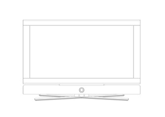 Poster - Vector laptop outline. Personal computer in flat style. Desktop computer contour. Computer icon isolated on background. computer screen, monoblock, screen, computer contour.
