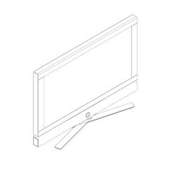 Poster - Vector laptop outline. Personal computer in flat style. Desktop computer contour. Computer icon isolated on background. computer screen, monoblock, screen, computer contour. Isometric view..