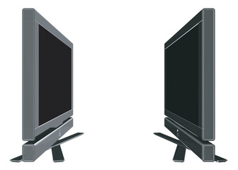 Poster - Vector laptop polygonal. Personal computer in flat style. Desktop computer. Computer screen, monoblock, screen, computer poly gray. Two monitors are facing each other..