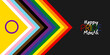 Inclusive Pride Background with Progression Pride Flag Colours. Rainbow Stripes Wallpaper with signs