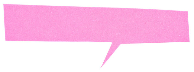 Poster - Pink blank cut out paper cardboard speech bubble of rectangular shape with copy space for text on transparent or white background
