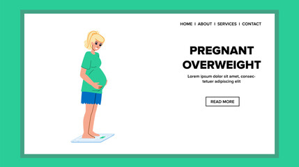 pregnant overweight vector. health pregnancy, woman healthy, weight fat, concept female, mother healthcare pregnant overweight web flat cartoon illustration