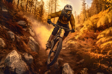 Mountain Biker In The Forest Ai Generated Art 